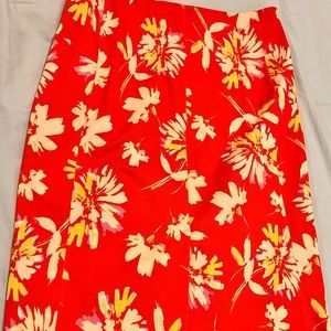 Floral Red Pencil Skirt
